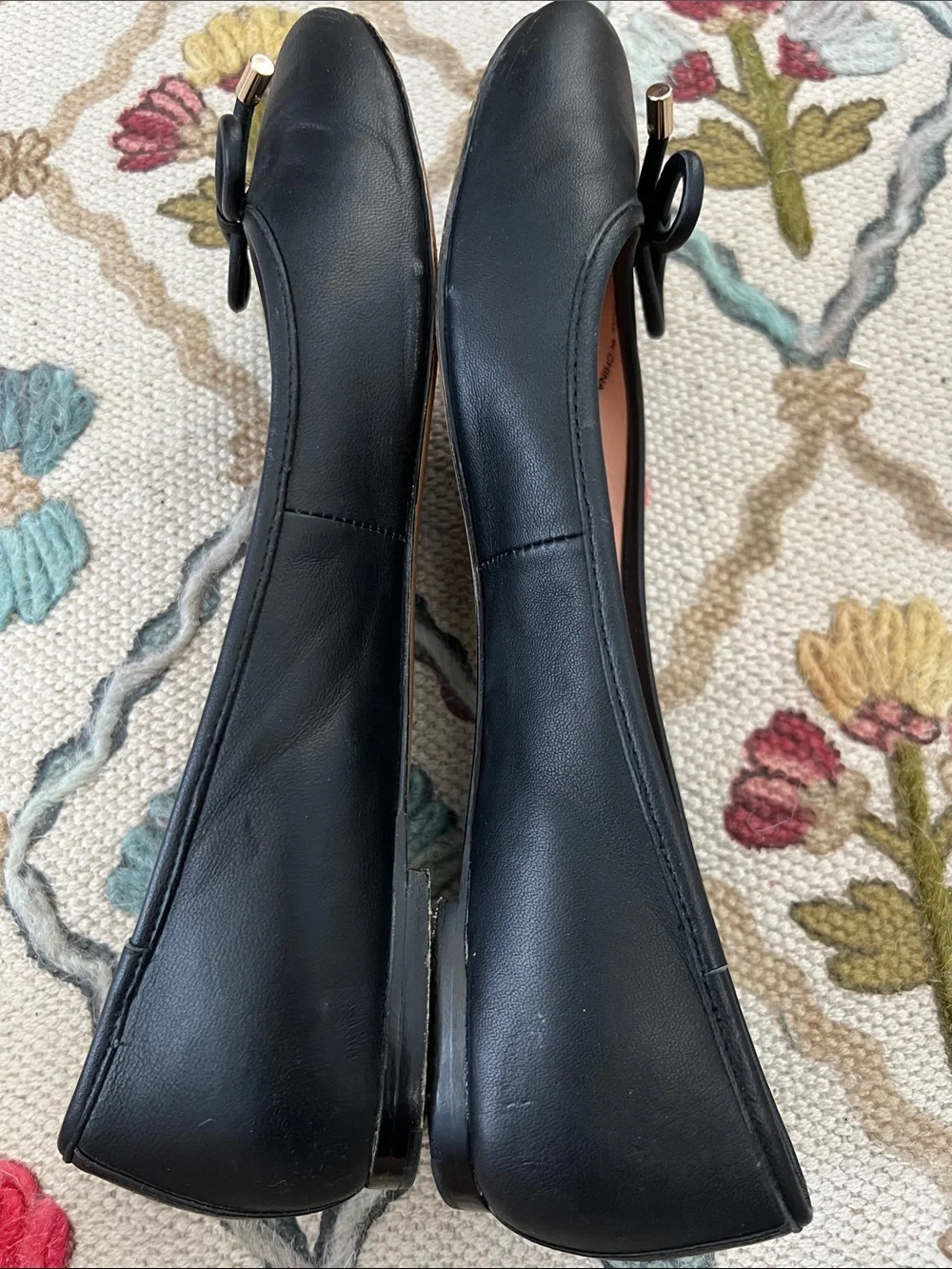 Kate Spade New York Willa Black Leather Bow Ballet Flats Size 9M